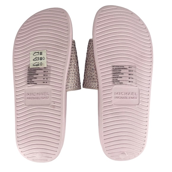 Michael Kors Kids Jett Charm Crystal Slide Sandals in Pink  - Size 3 - Picture 5 of 8